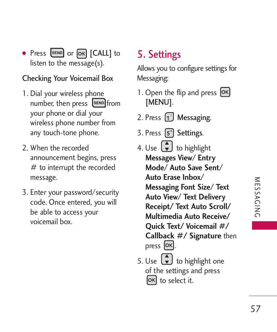 Settings | LG ELLIPSE 9250 User Manual | Page 59 / 169