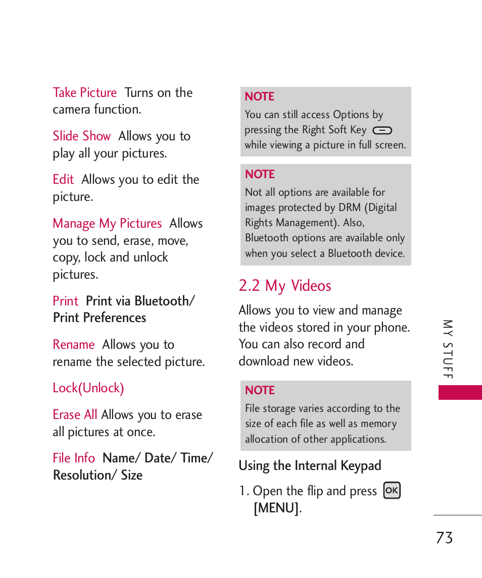2 my videos | LG ELLIPSE 9250 User Manual | Page 75 / 169