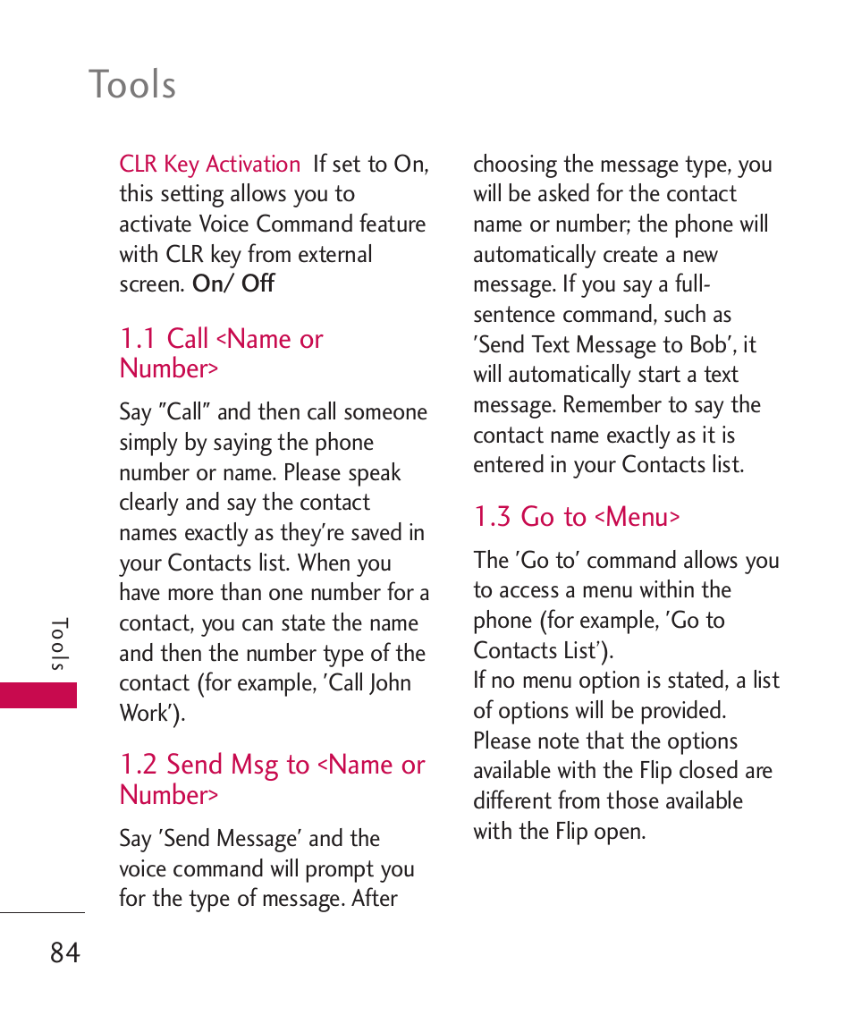 Tools | LG ELLIPSE 9250 User Manual | Page 86 / 169