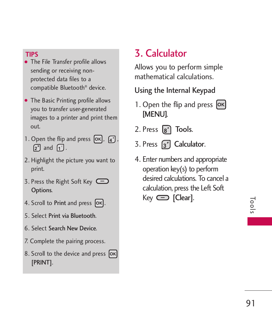 Calculator | LG ELLIPSE 9250 User Manual | Page 93 / 169