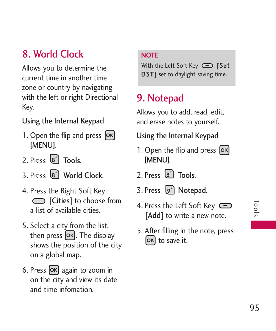 World clock | LG ELLIPSE 9250 User Manual | Page 97 / 169