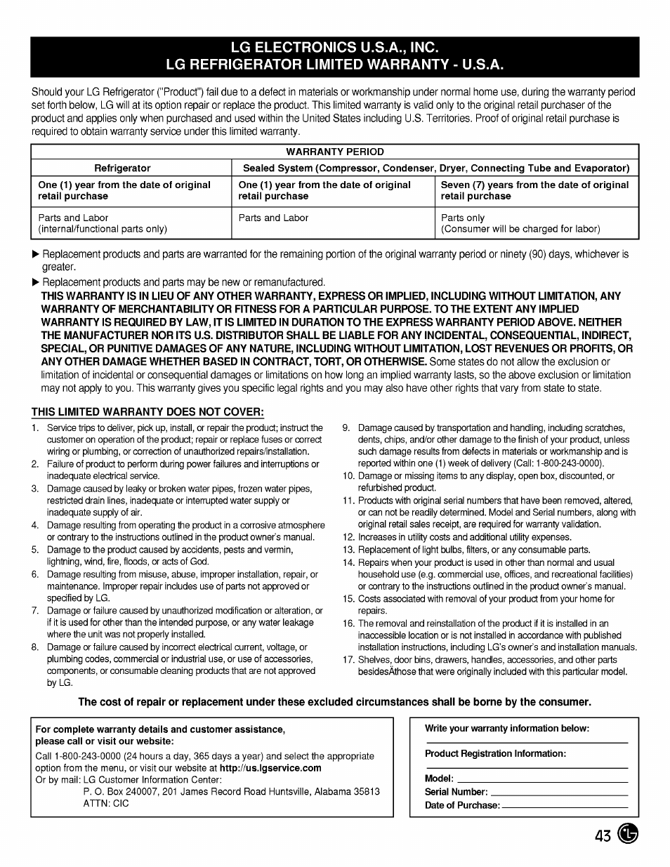 LG LMX21984 User Manual | Page 43 / 46