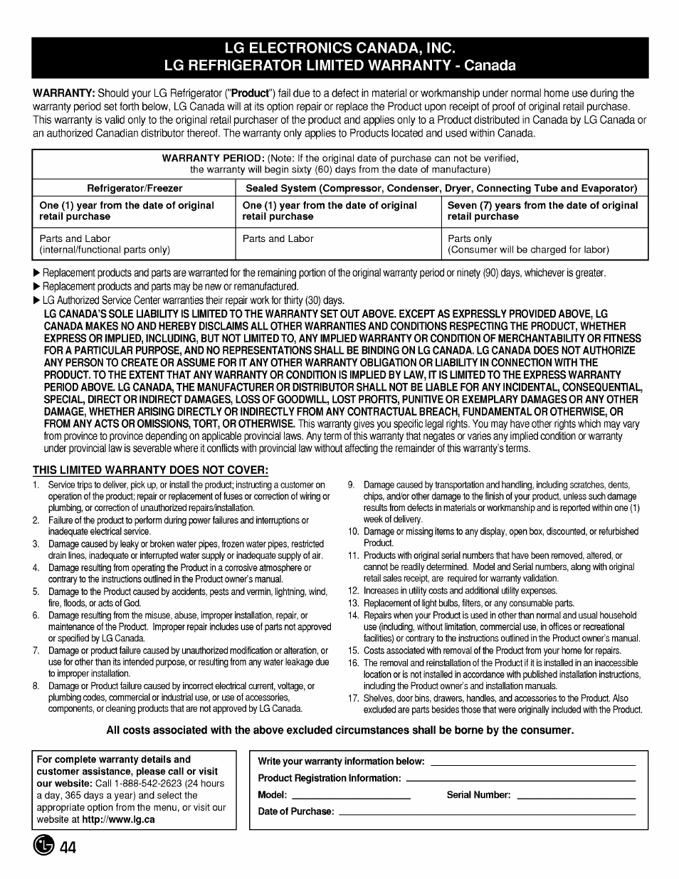 LG LMX21984 User Manual | Page 44 / 46