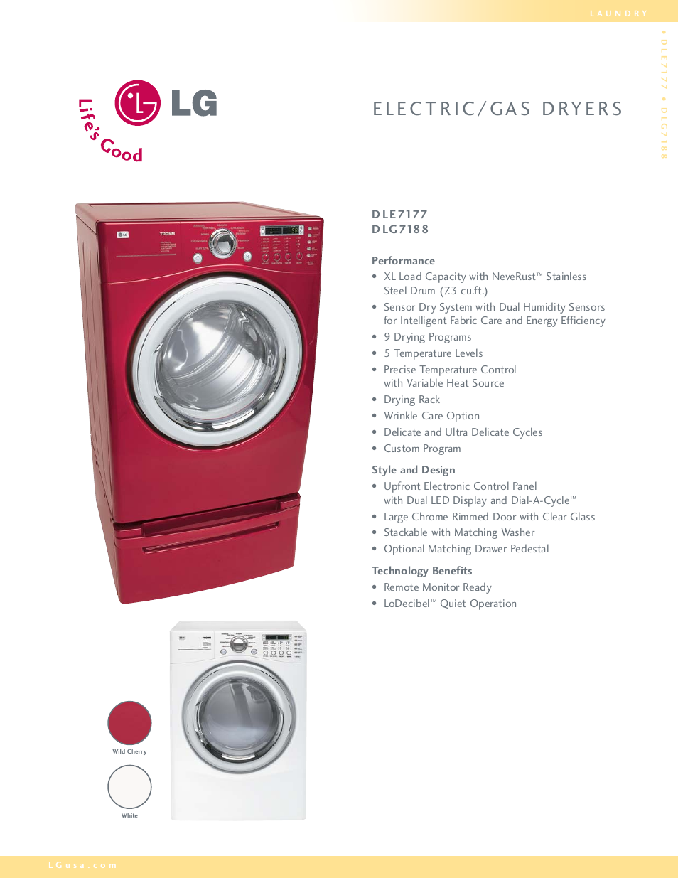 LG DLE7177 User Manual | 2 pages
