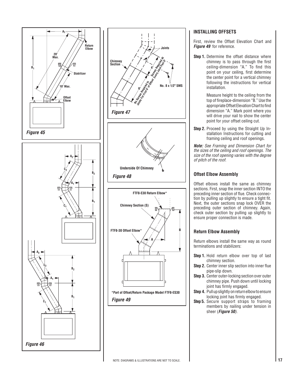 Figure 45, Offset elbow assembly, Return elbow assembly | Installing offsets | LG MP-42OD User Manual | Page 17 / 24