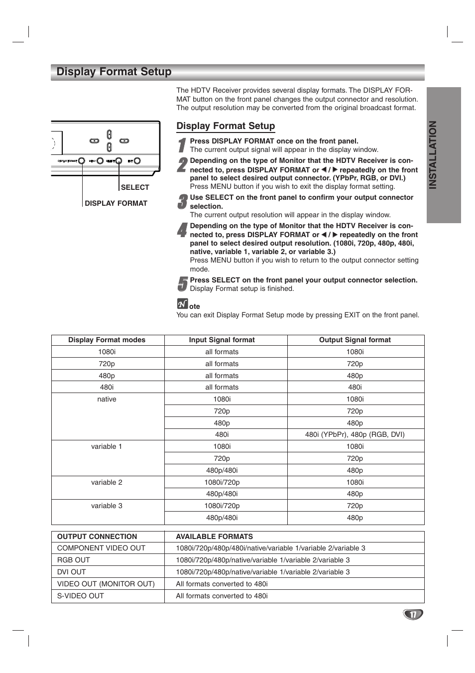 Display format setup | LG LST-4200A User Manual | Page 17 / 48