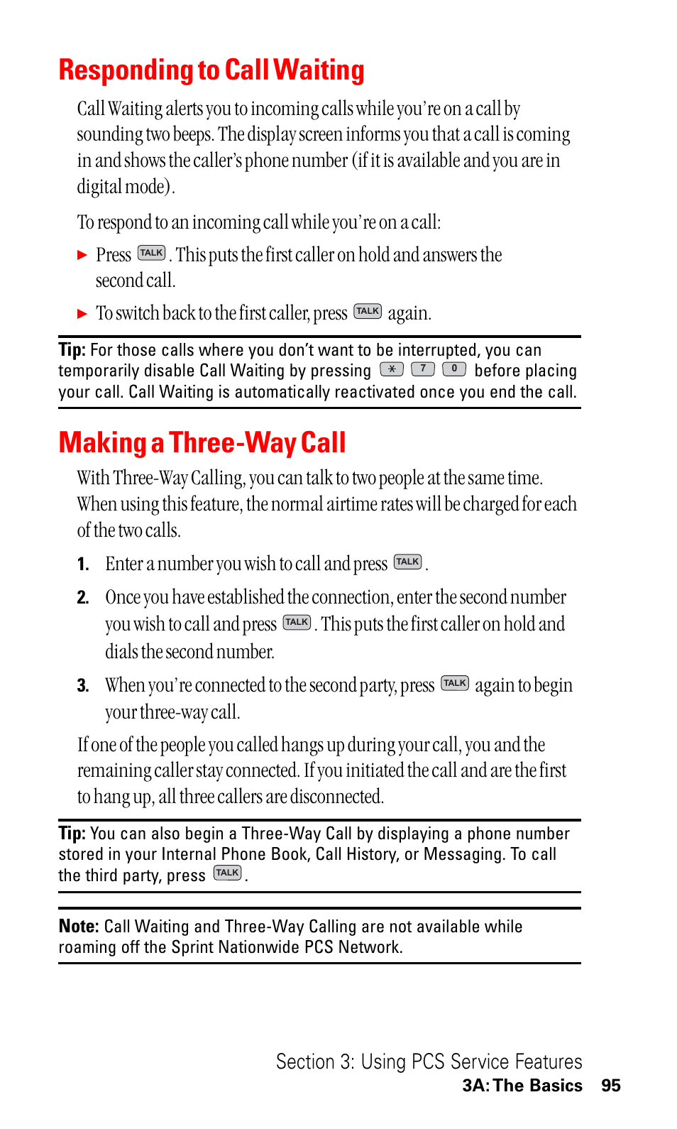 Responding to call waiting, Making a three-way call, Enter a number you wish to call and press | LG ( 5350) User Manual | Page 103 / 155