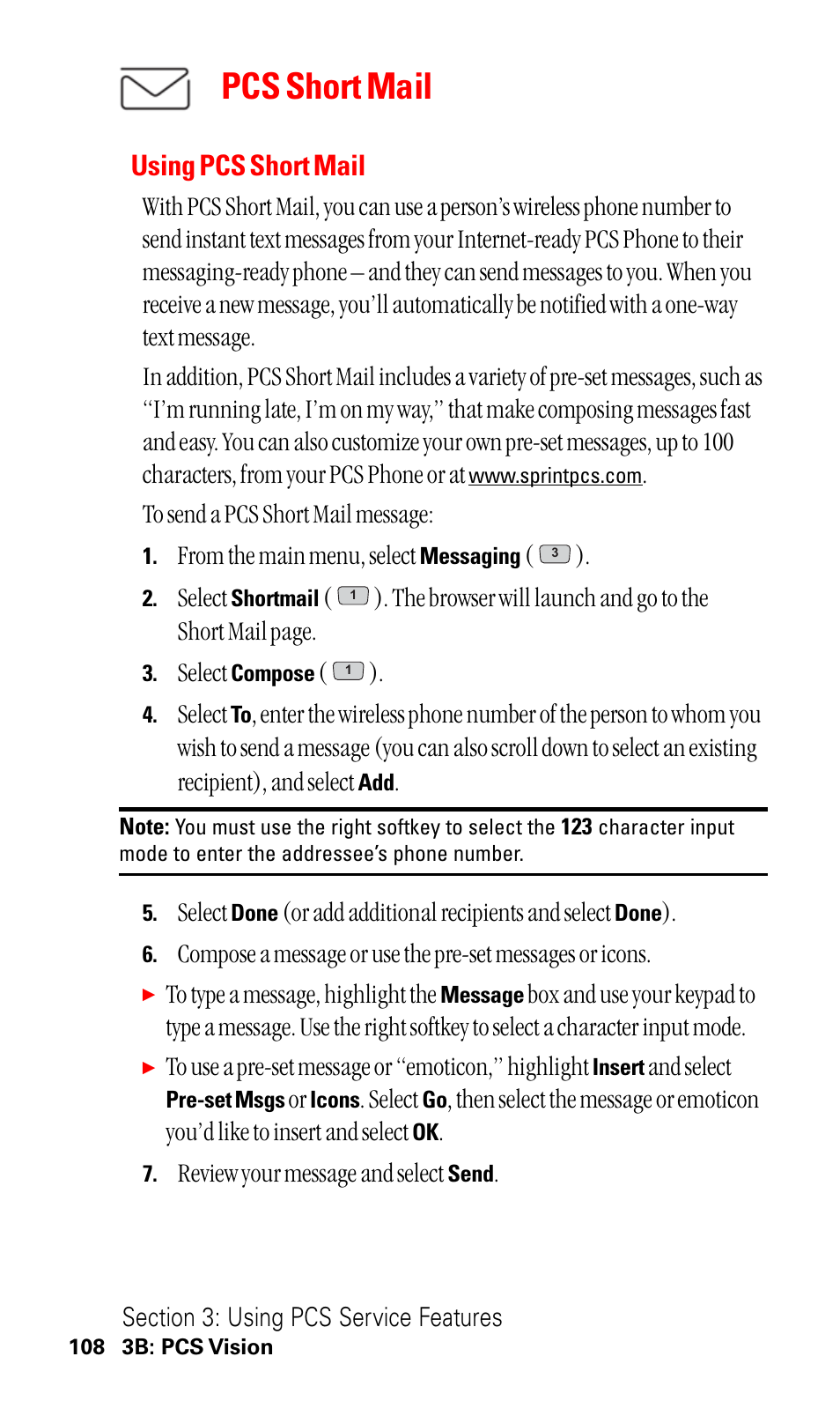 Pcs short mail, Using pcs short mail | LG ( 5350) User Manual | Page 116 / 155