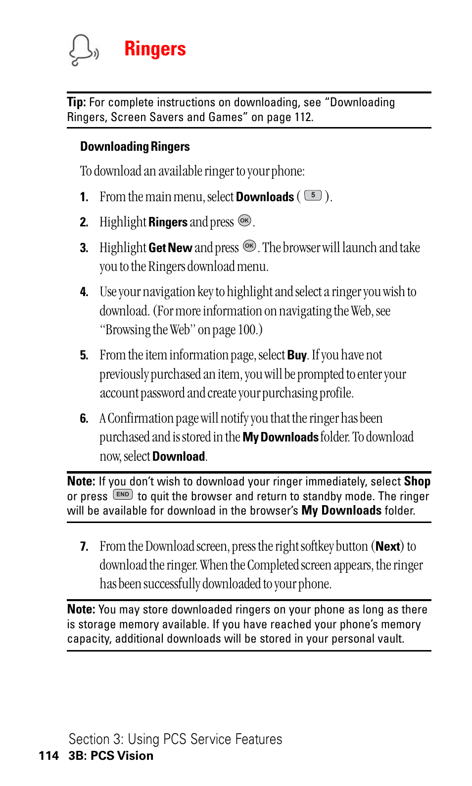 Ringers | LG ( 5350) User Manual | Page 122 / 155