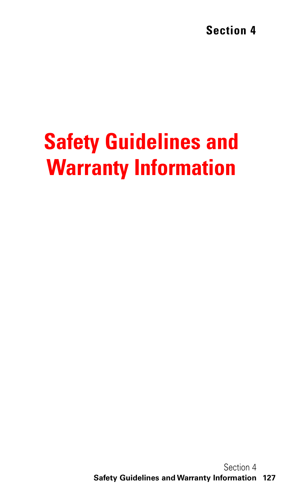 Section 4: safety and warranty information, Safety guidelines and warranty information | LG ( 5350) User Manual | Page 135 / 155