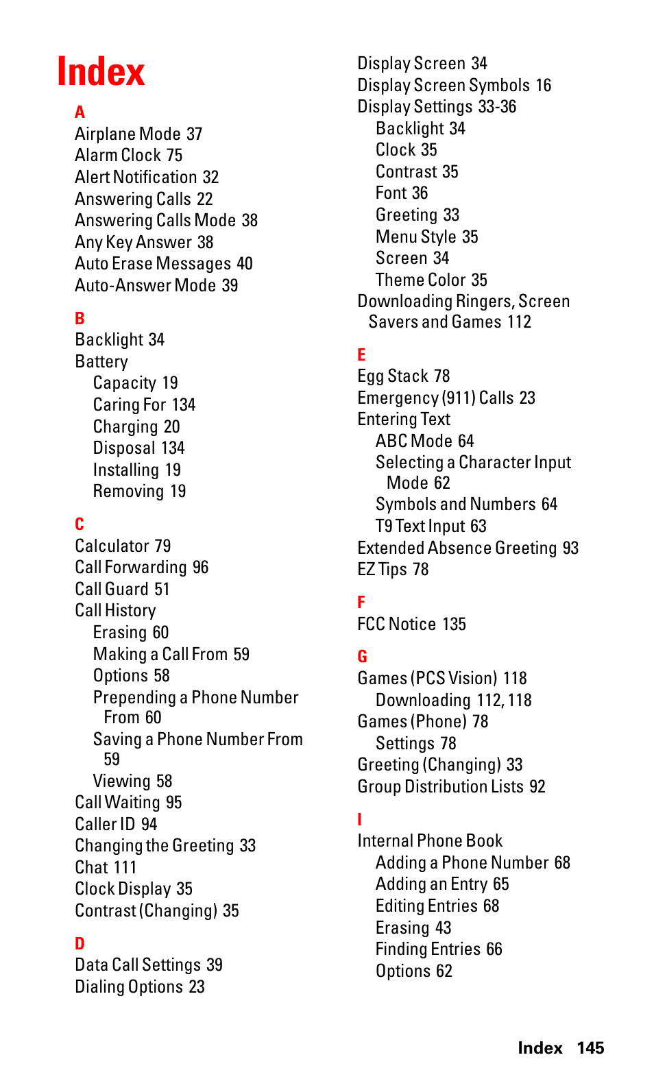 Index | LG ( 5350) User Manual | Page 153 / 155