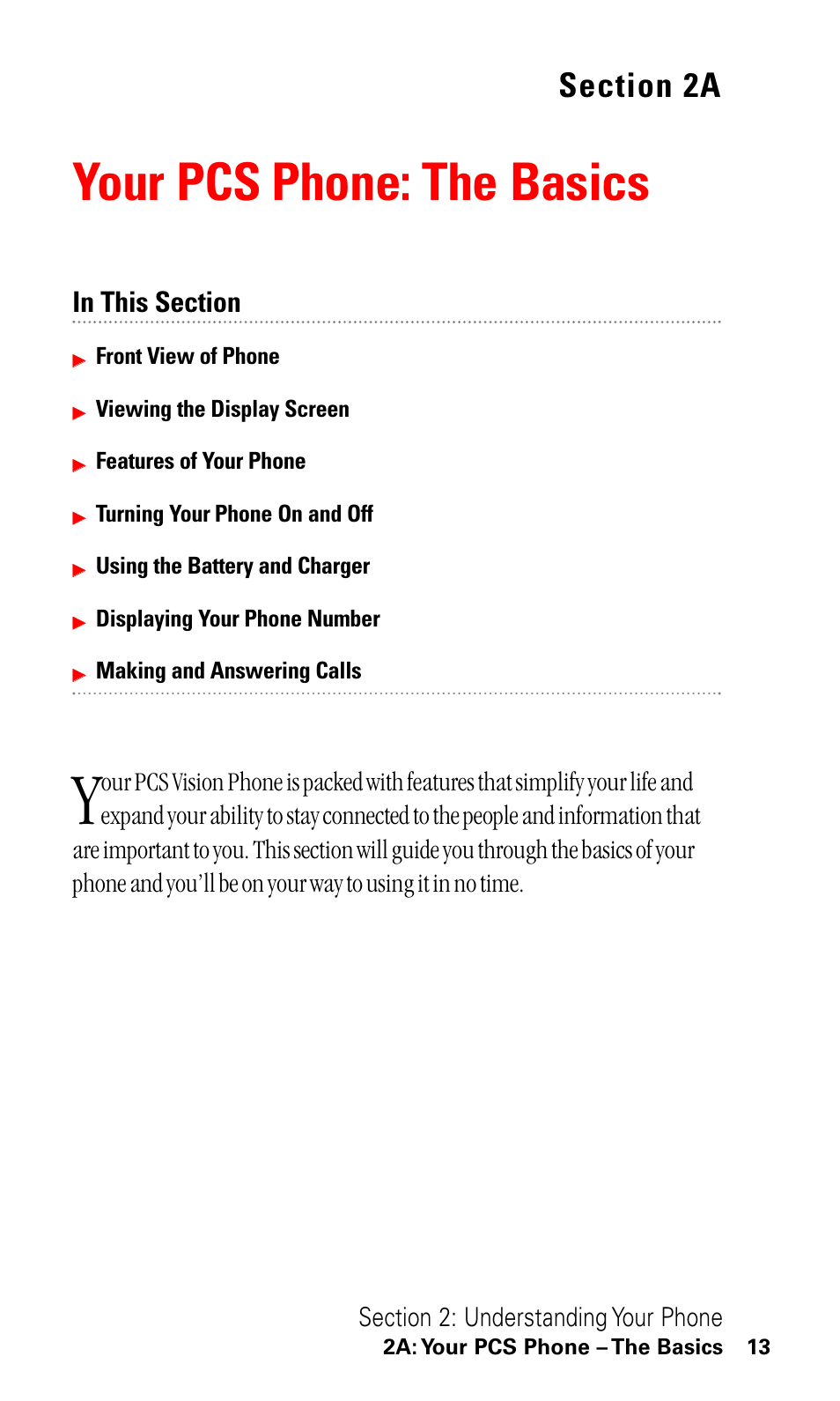 2a. your pcs phone: the basics, Your pcs phone: the basics | LG ( 5350) User Manual | Page 21 / 155