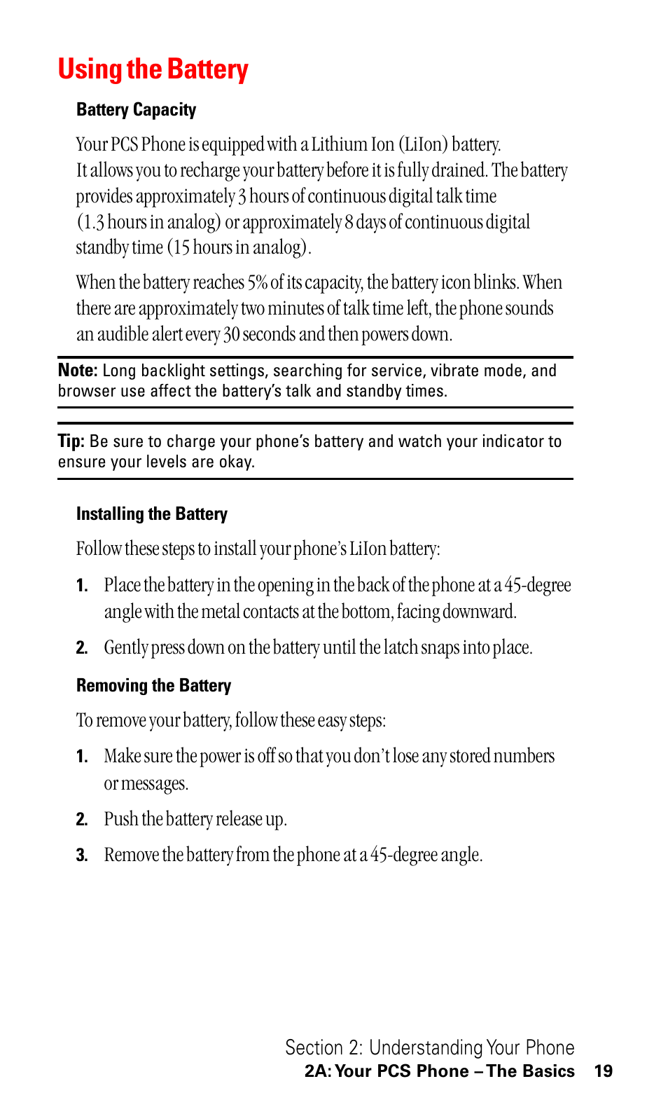 Using the battery | LG ( 5350) User Manual | Page 27 / 155