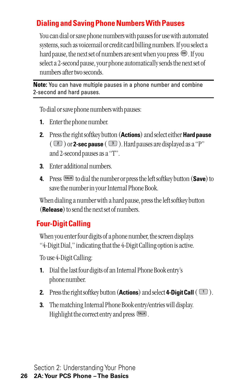 Dialing and saving phone numbers with pauses, Four-digit calling | LG ( 5350) User Manual | Page 34 / 155