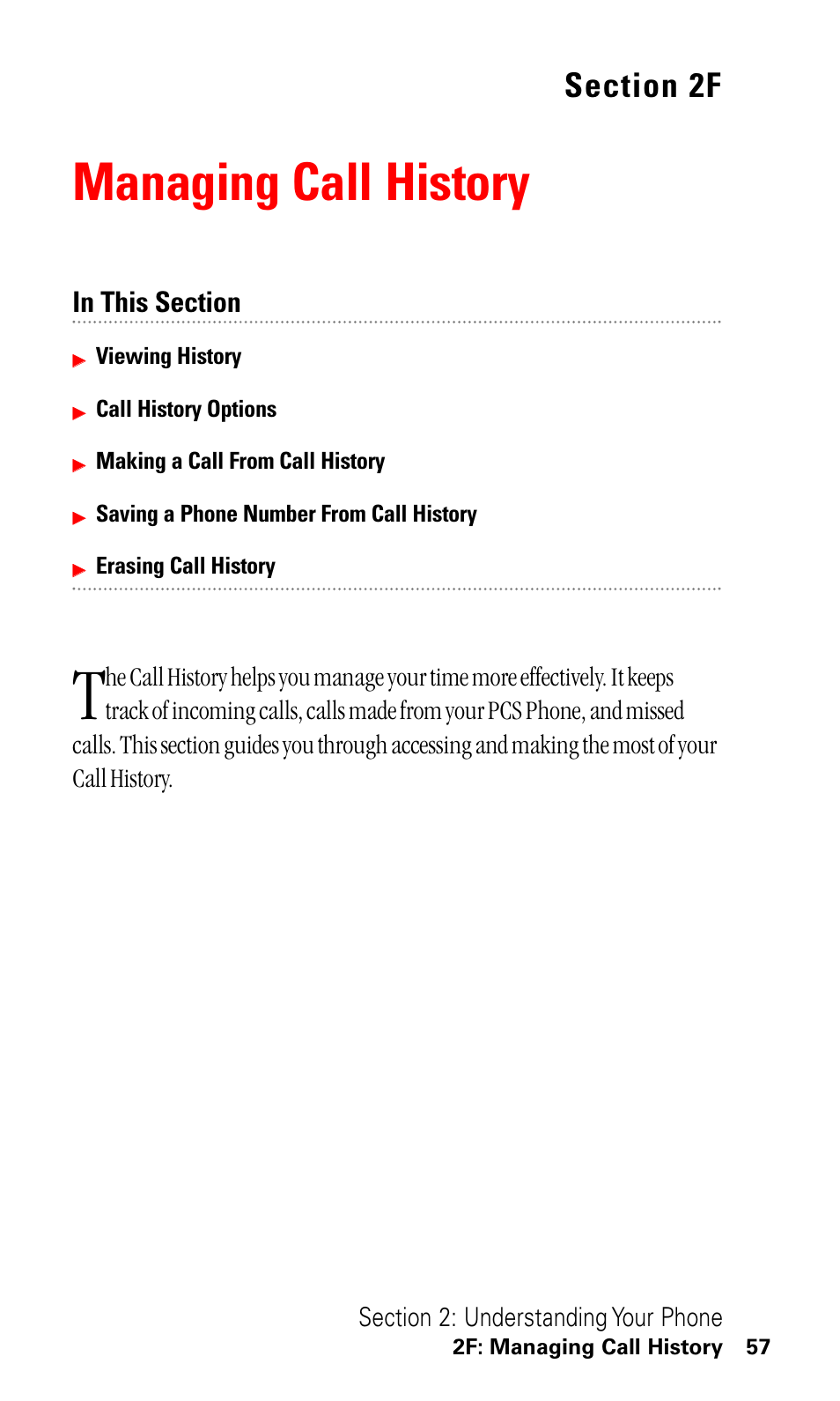 2f. managing call history, Managing call history | LG ( 5350) User Manual | Page 65 / 155