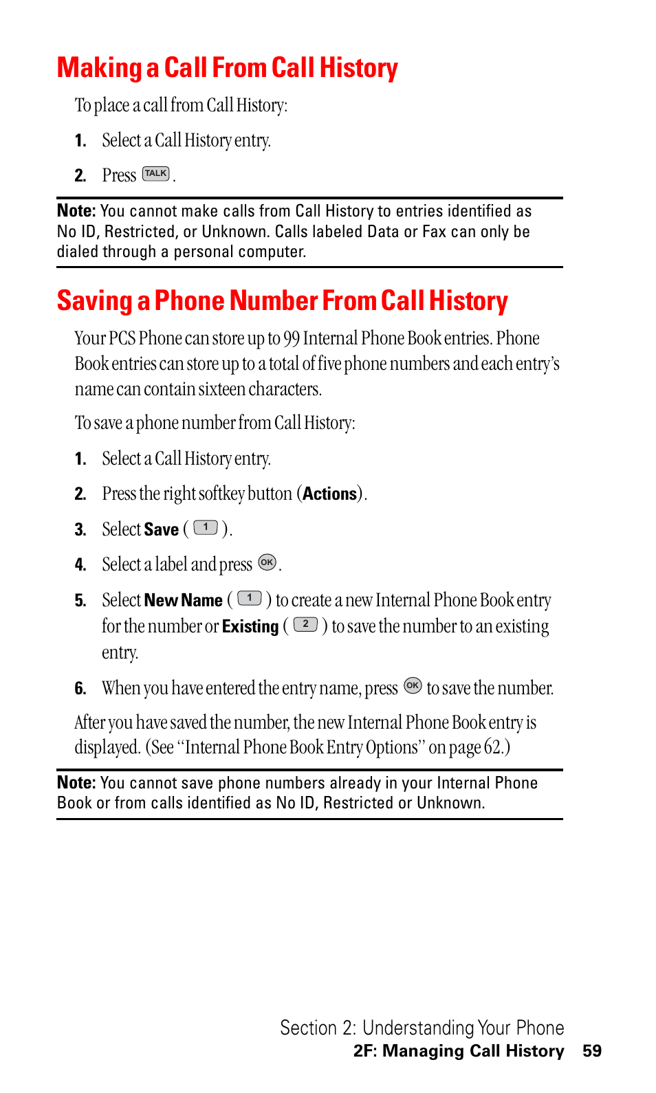 Making a call from call history, Saving a phone number from call history | LG ( 5350) User Manual | Page 67 / 155