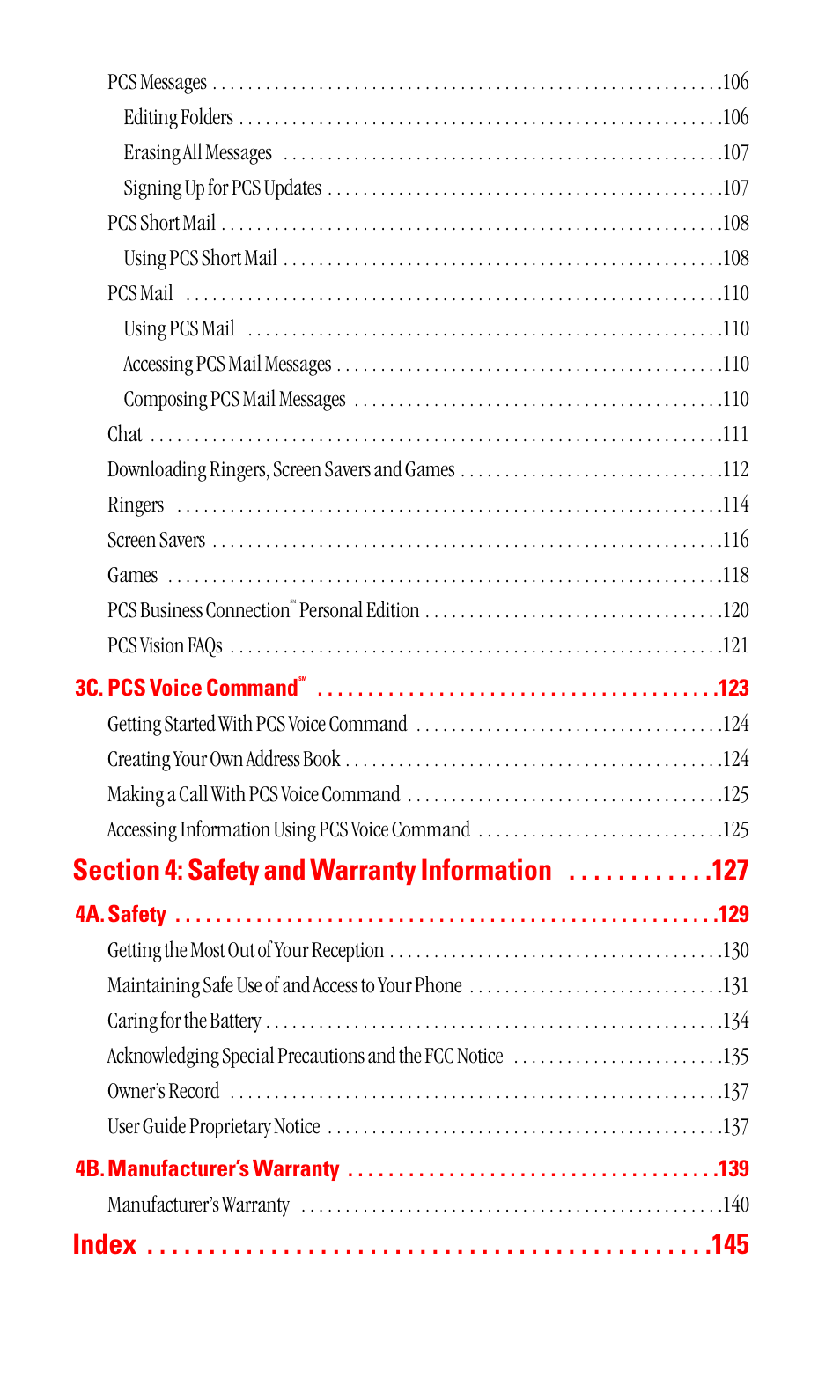 Index | LG ( 5350) User Manual | Page 7 / 155