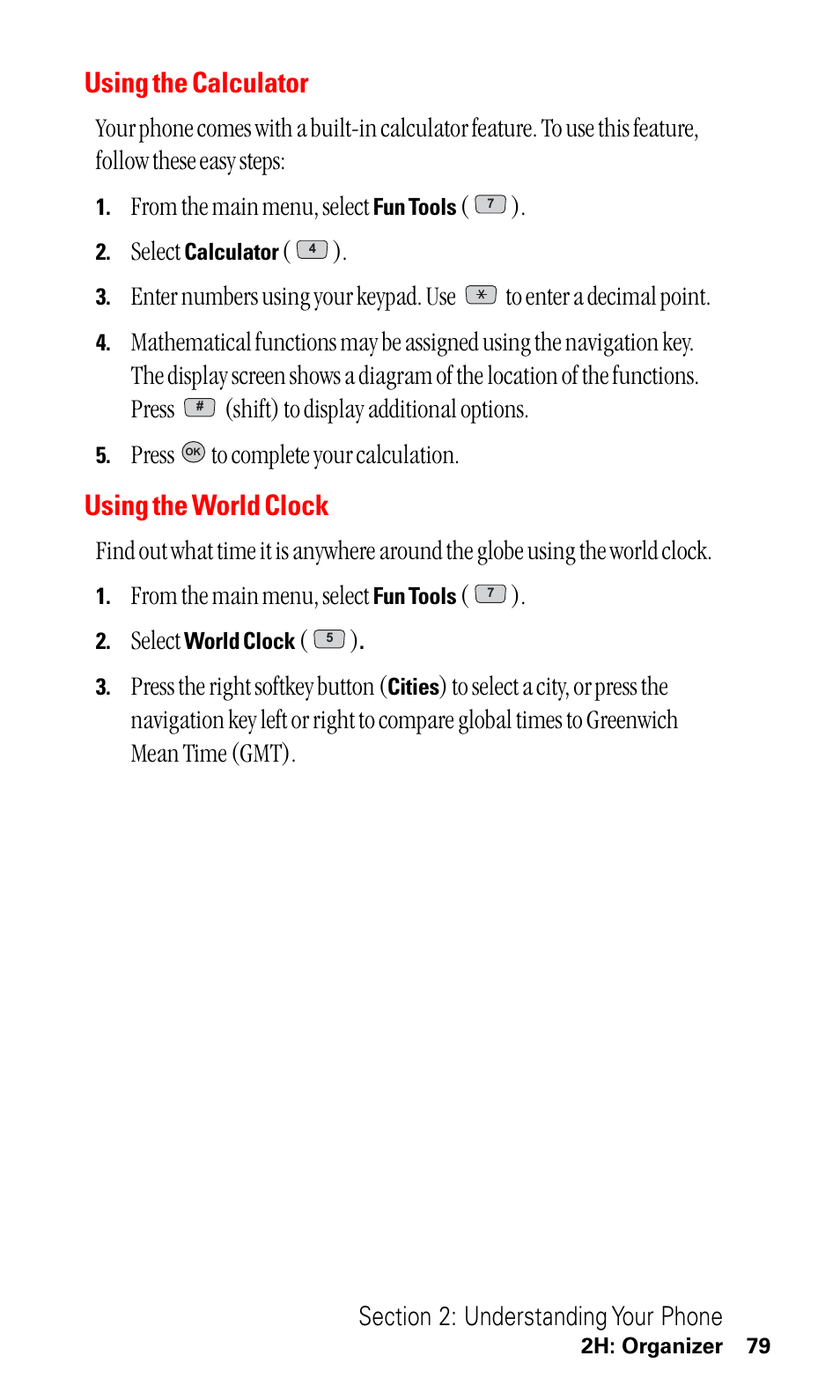 Using the calculator, Using the world clock | LG ( 5350) User Manual | Page 87 / 155