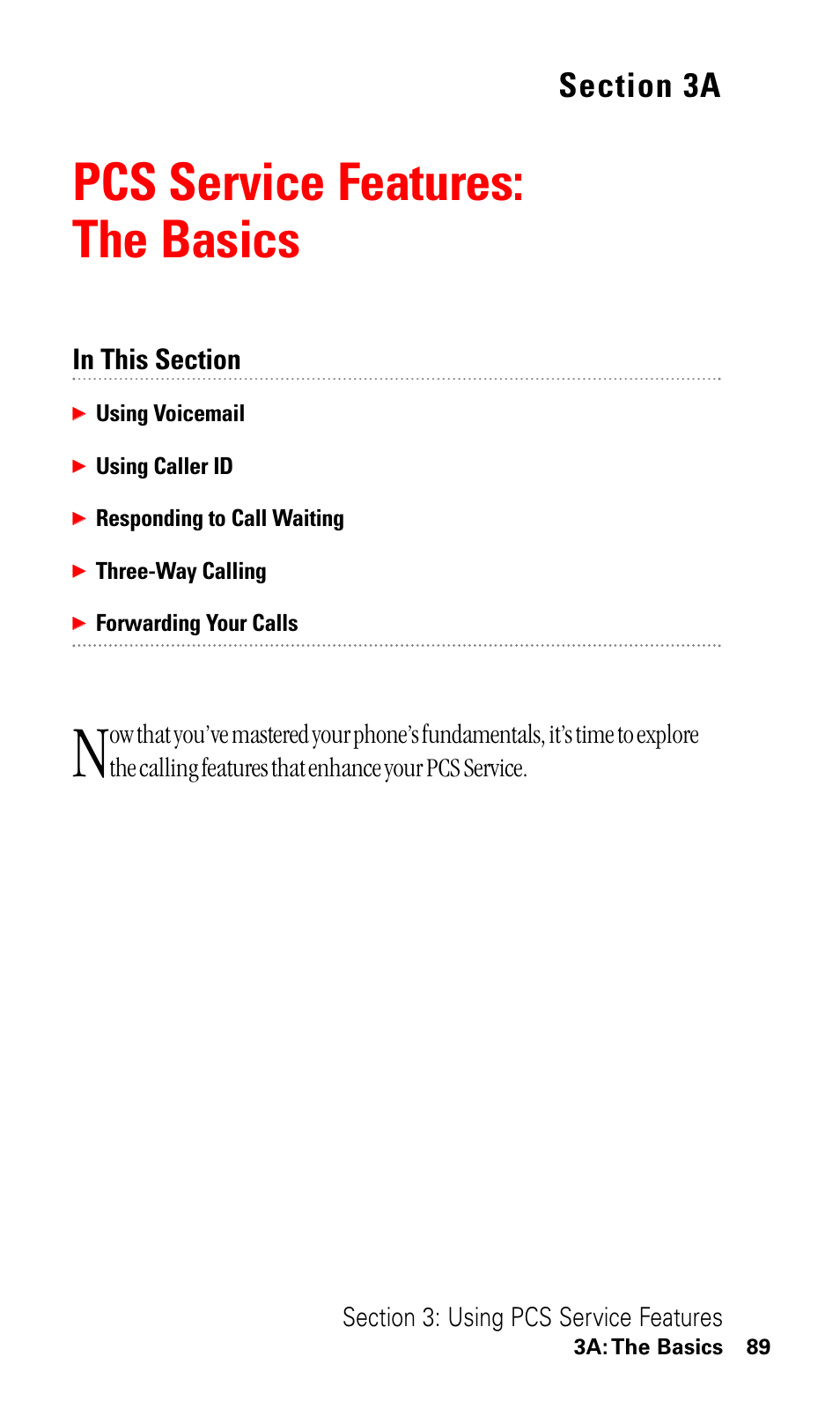 3a. pcs service features: the basics, Pcs service features: the basics | LG ( 5350) User Manual | Page 97 / 155