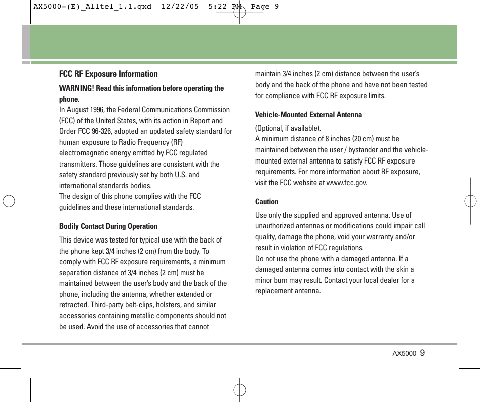 LG AX5000 User Manual | Page 11 / 174