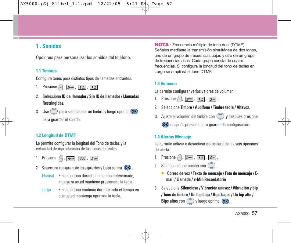 1 . sonidos | LG AX5000 User Manual | Page 145 / 174