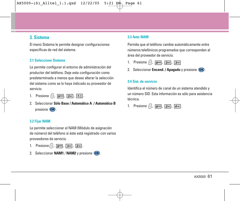 Sistema | LG AX5000 User Manual | Page 149 / 174