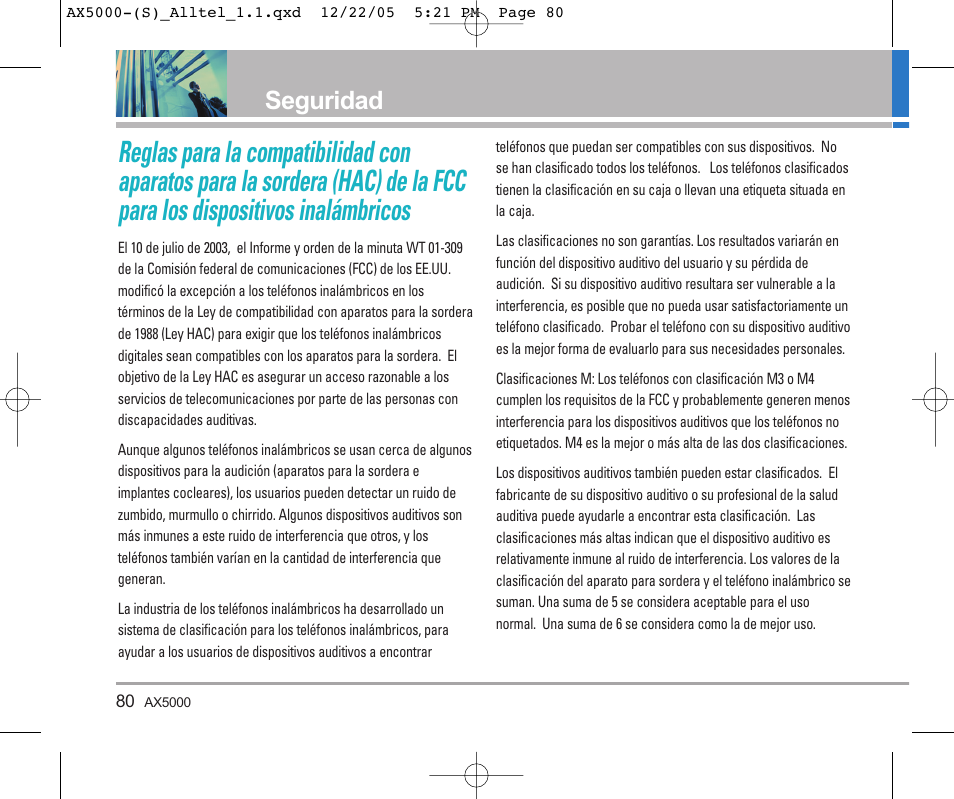 Seguridad | LG AX5000 User Manual | Page 168 / 174