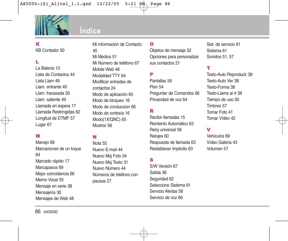 Índice | LG AX5000 User Manual | Page 174 / 174