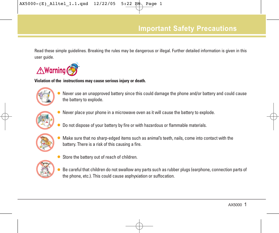 Warning, Important safety precautions | LG AX5000 User Manual | Page 3 / 174