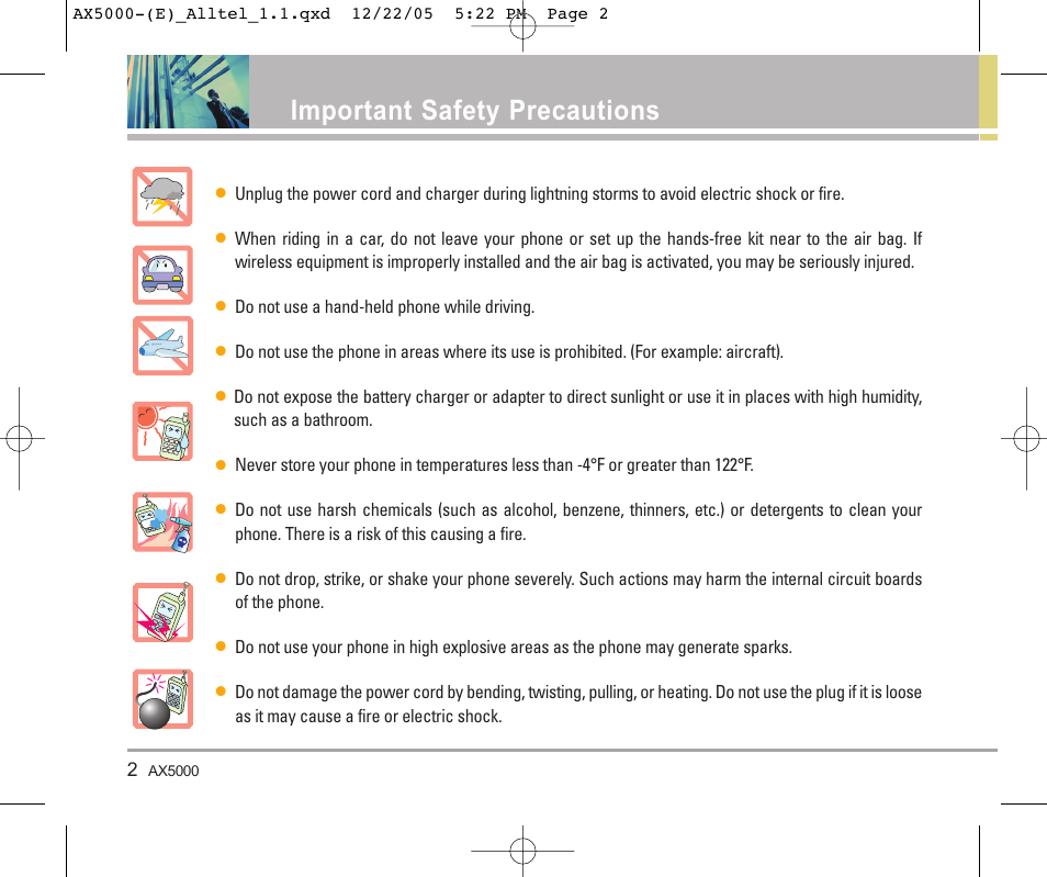 Important safety precautions | LG AX5000 User Manual | Page 4 / 174