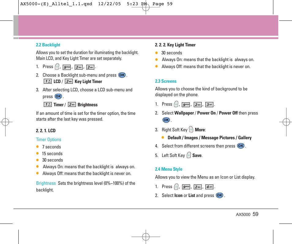 LG AX5000 User Manual | Page 61 / 174