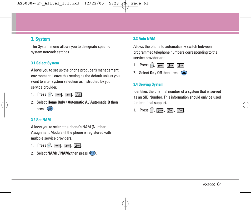 System | LG AX5000 User Manual | Page 63 / 174