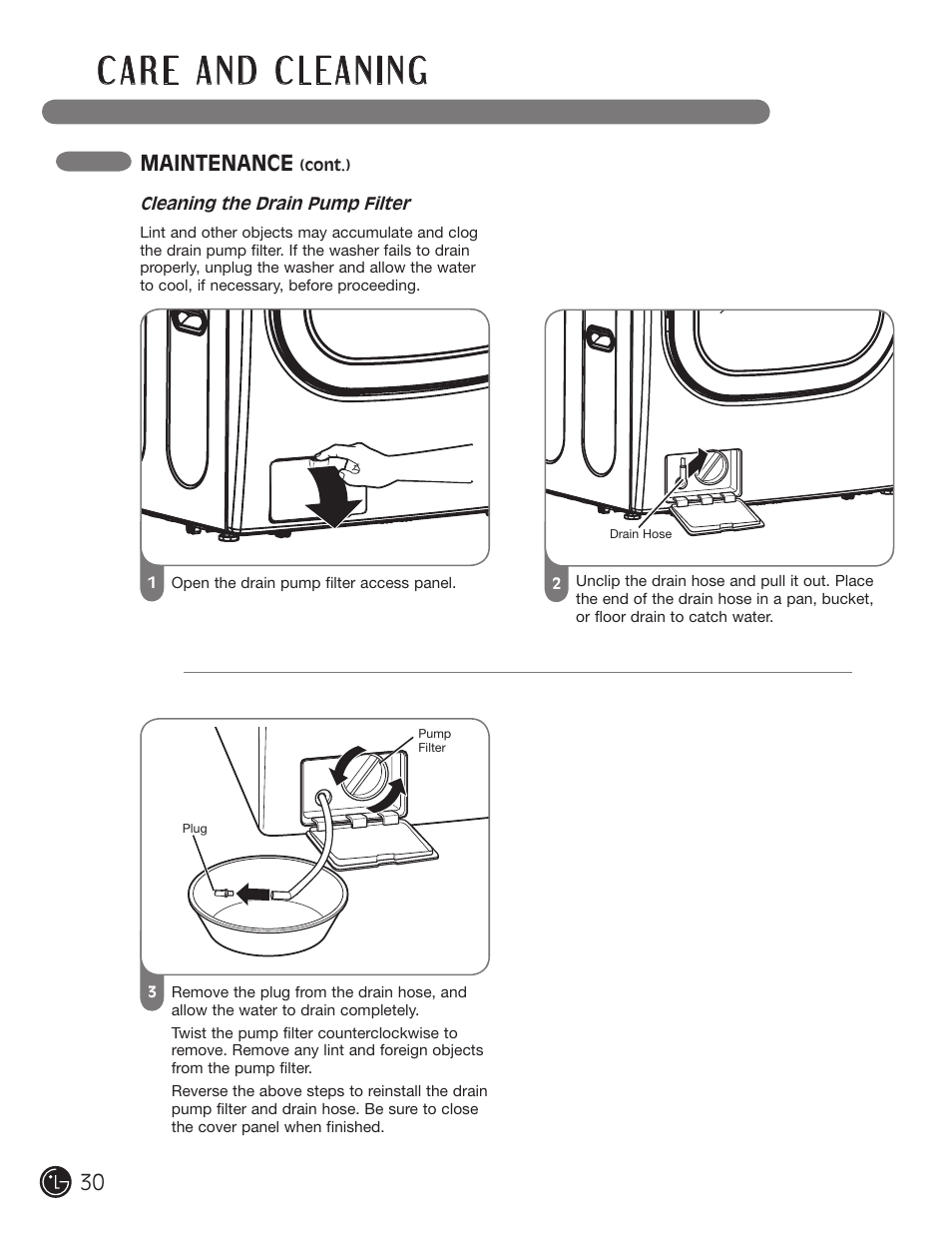 Maintenance | LG WM3001H*A User Manual | Page 30 / 72