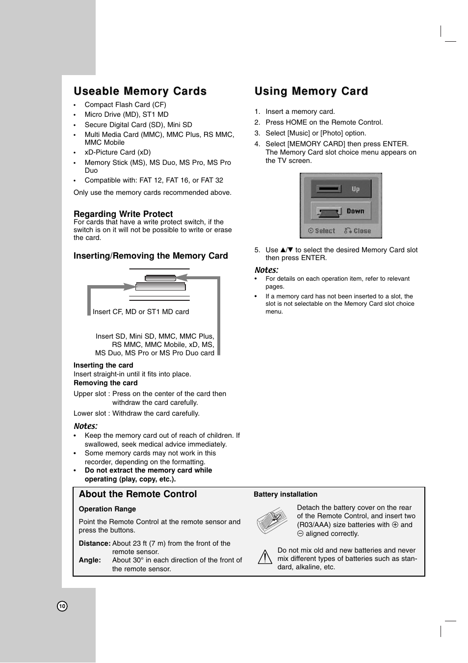 About the remote control | LG RC199H User Manual | Page 10 / 58