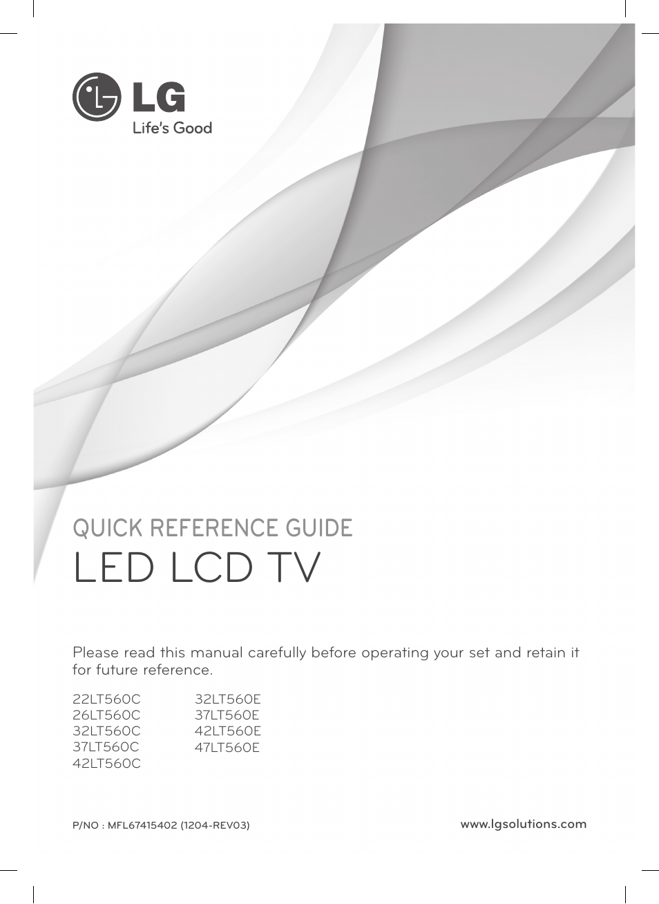 LG 26LT560C User Manual | 36 pages