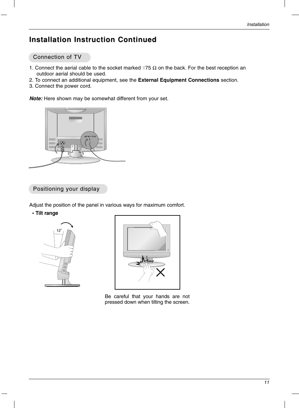 Installation instruction continued | LG 15LC1R User Manual | Page 11 / 36