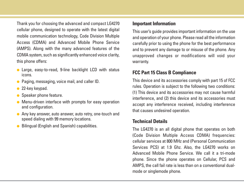 Welcome | LG 4270 User Manual | Page 8 / 88