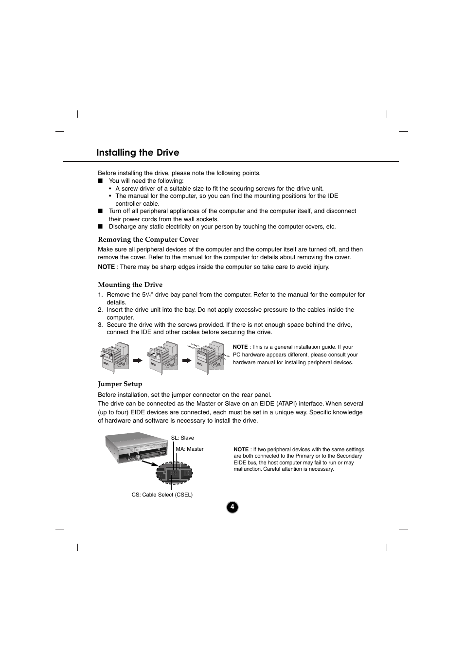 Installing the drive | LG GSA-4082B User Manual | Page 7 / 14