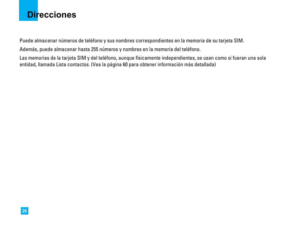 Direcciones | LG 1500 User Manual | Page 124 / 196