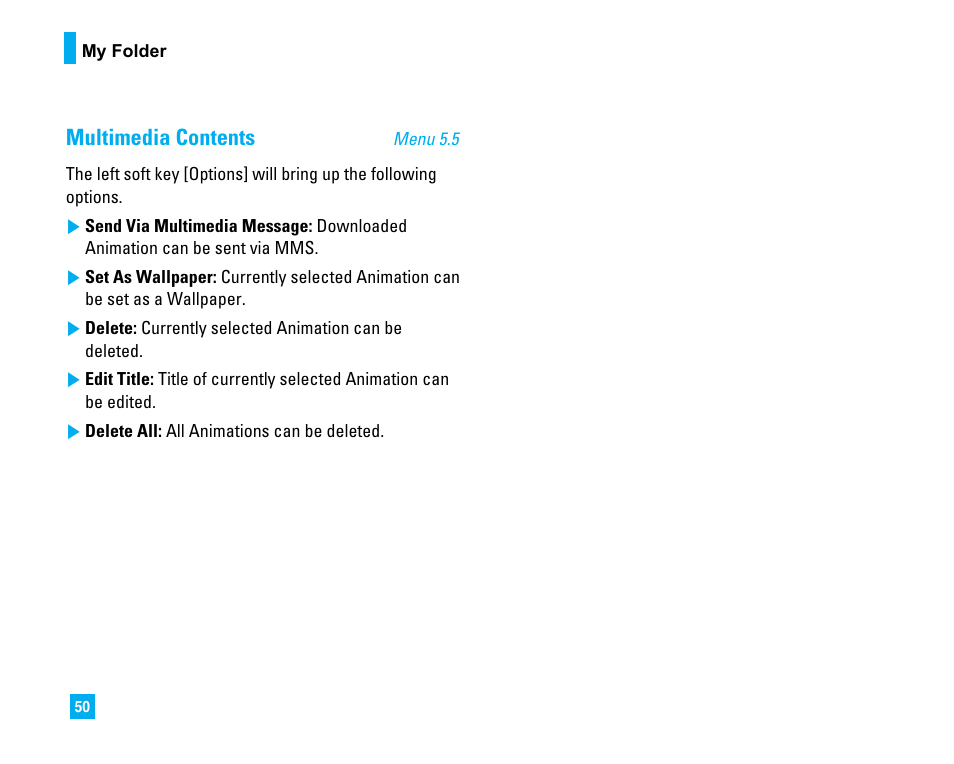 Multimedia contents | LG 1500 User Manual | Page 54 / 196