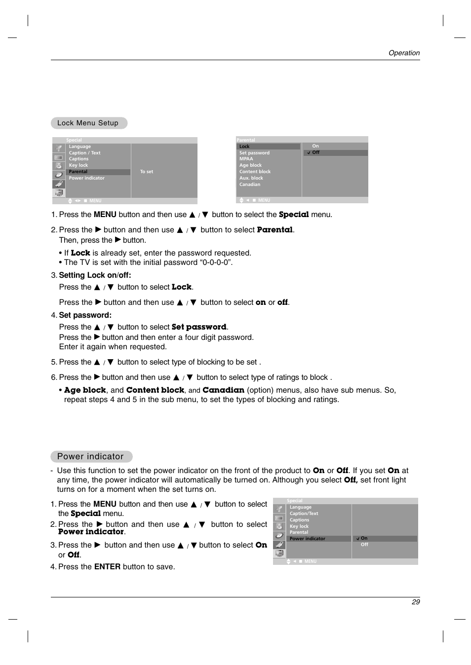 Power indicator | LG 23LC1R* User Manual | Page 29 / 36