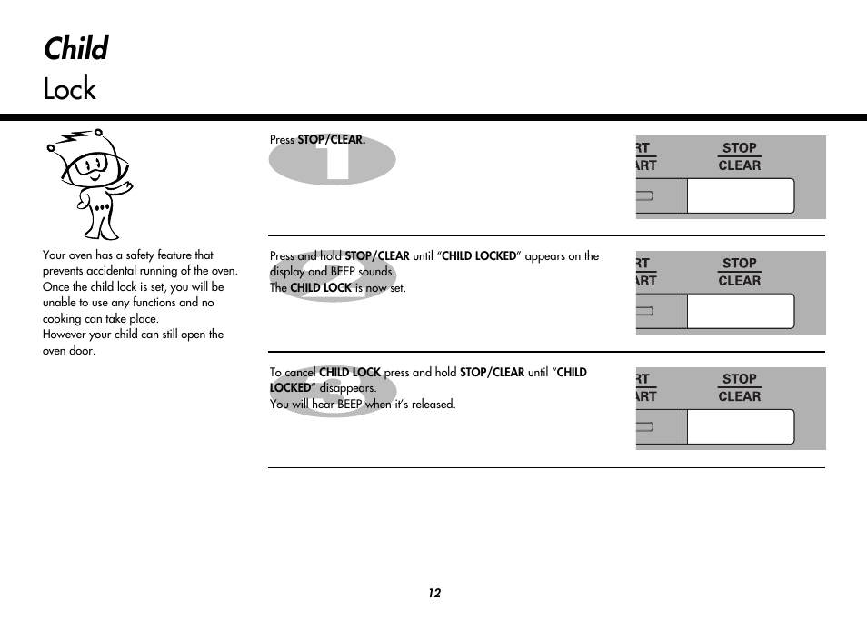 Child lock | LG MC9280XC User Manual | Page 12 / 56