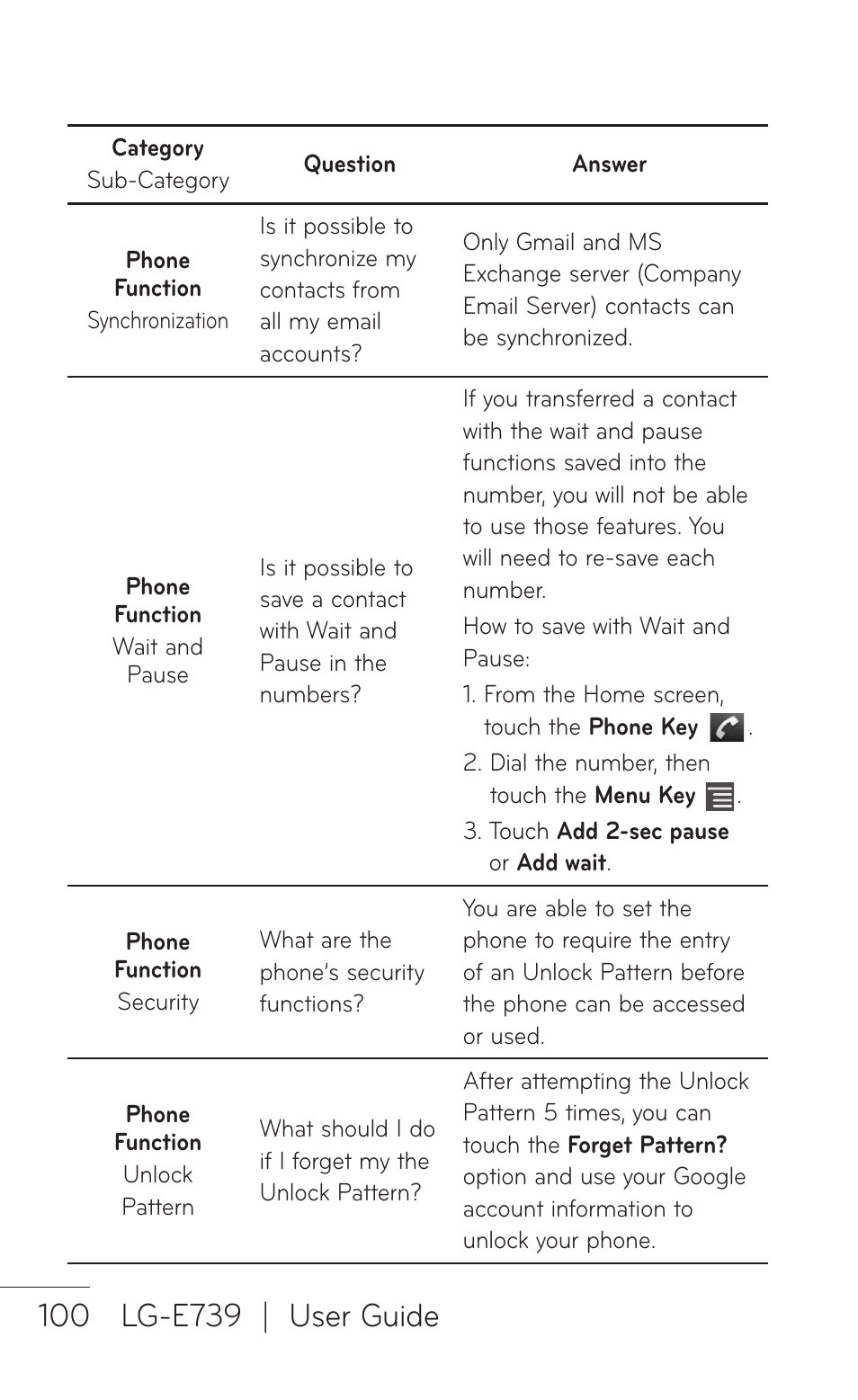 LG E739 User Manual | Page 100 / 146