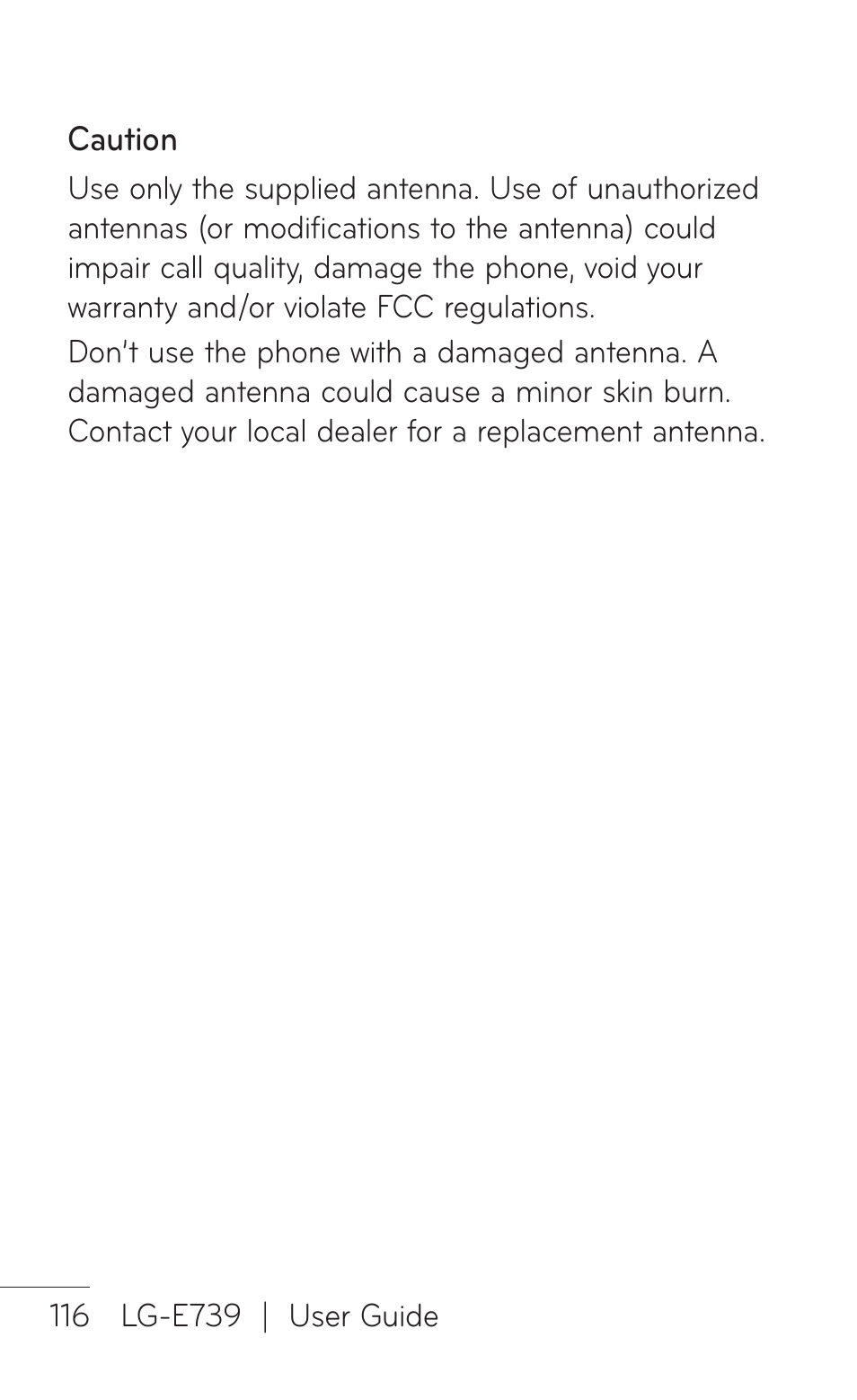 LG E739 User Manual | Page 116 / 146