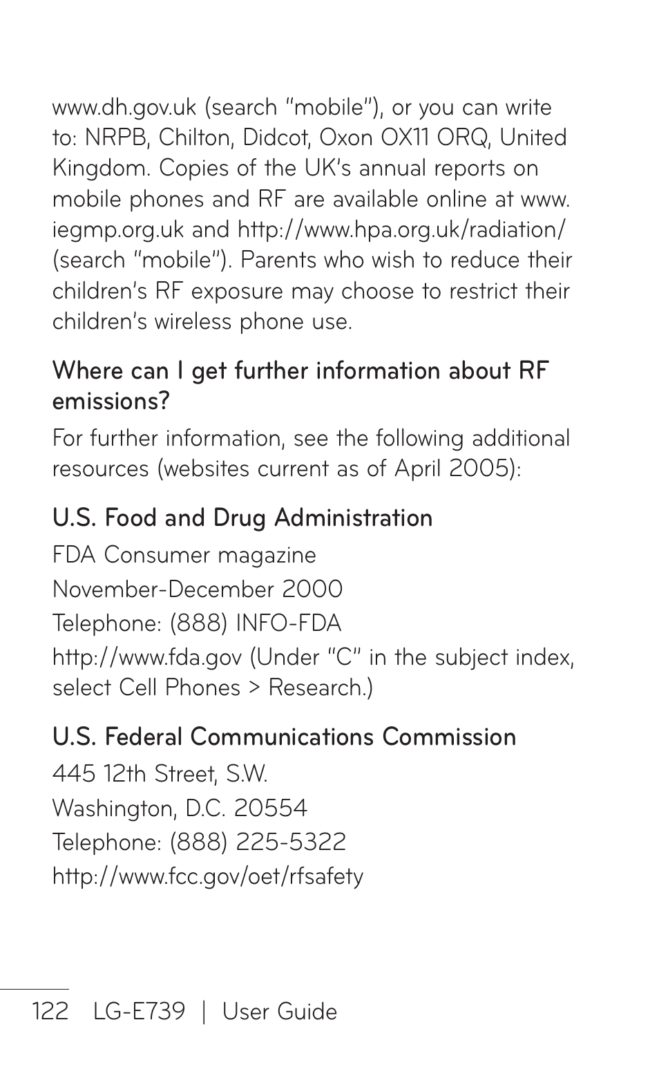 LG E739 User Manual | Page 122 / 146