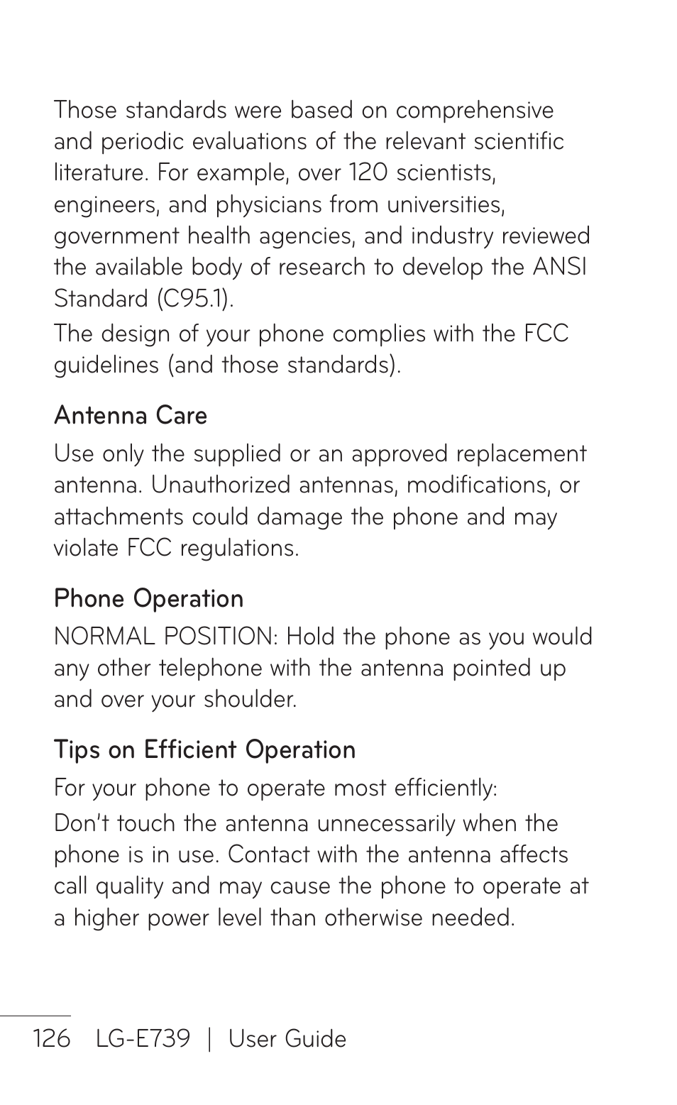 LG E739 User Manual | Page 126 / 146