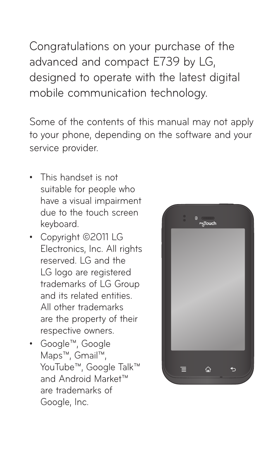 LG E739 User Manual | Page 3 / 146