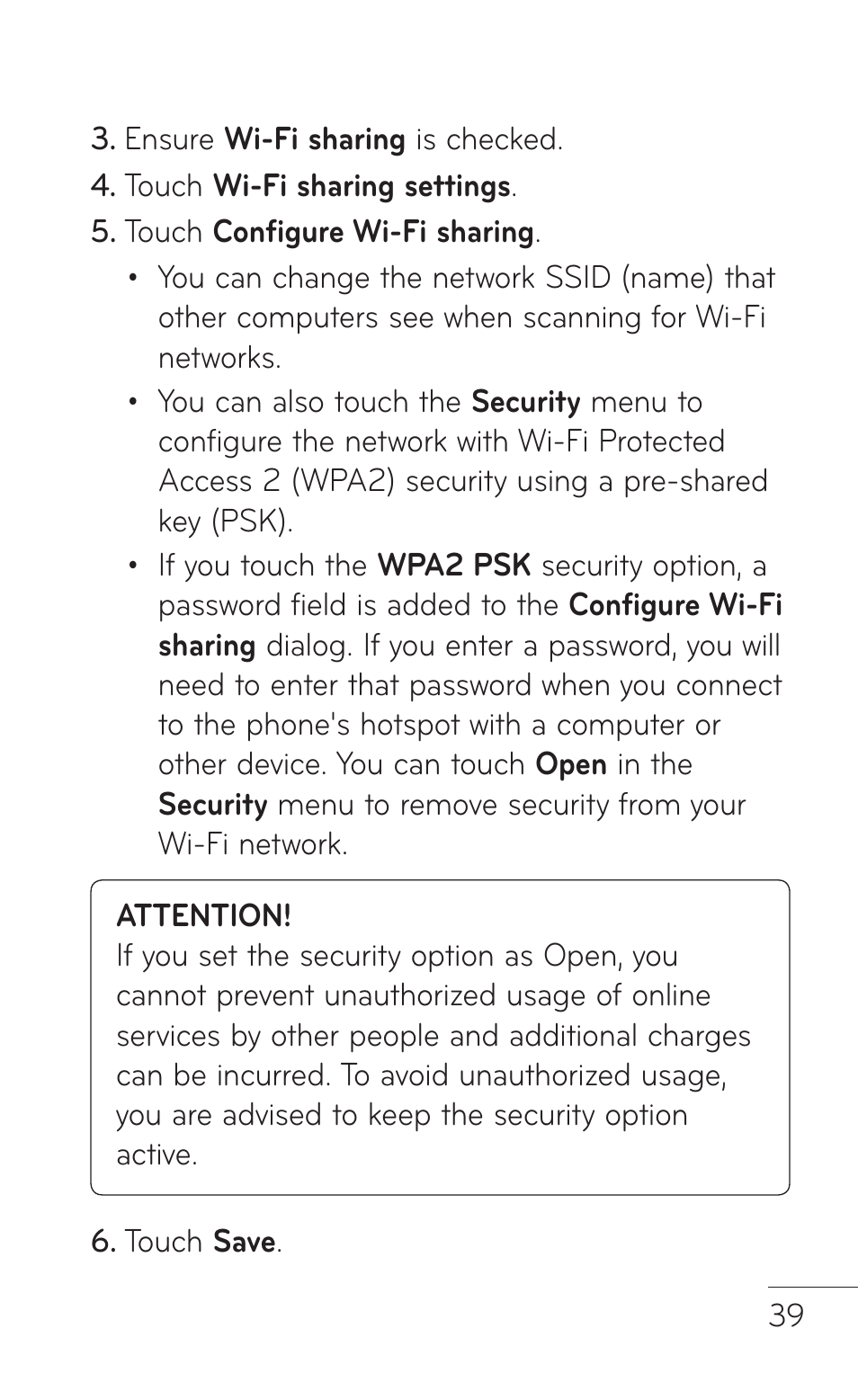 LG E739 User Manual | Page 39 / 146