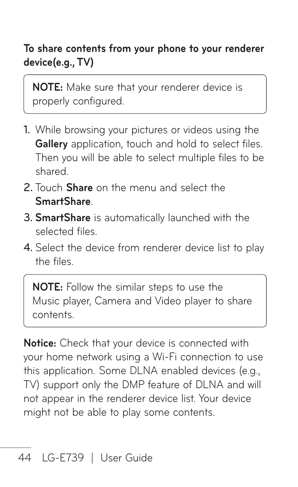 LG E739 User Manual | Page 44 / 146