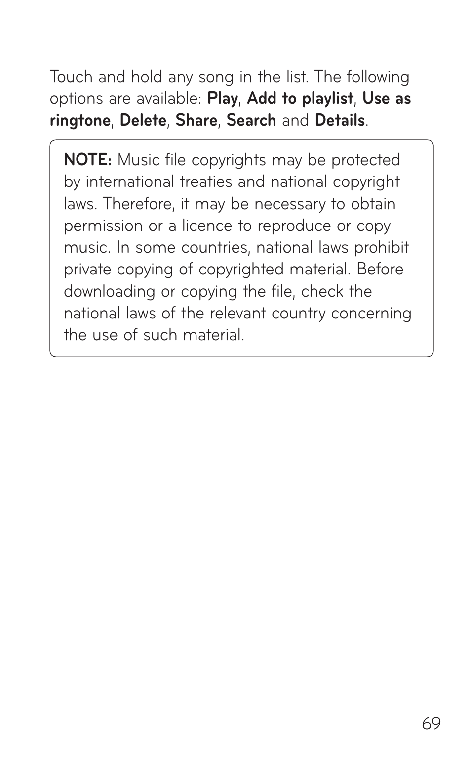 LG E739 User Manual | Page 69 / 146